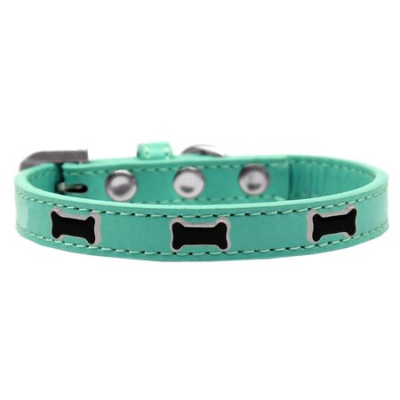 MANSBESTFRIEND Black Bone Widget Dog Collar, Aqua - Size 12 MA2482464